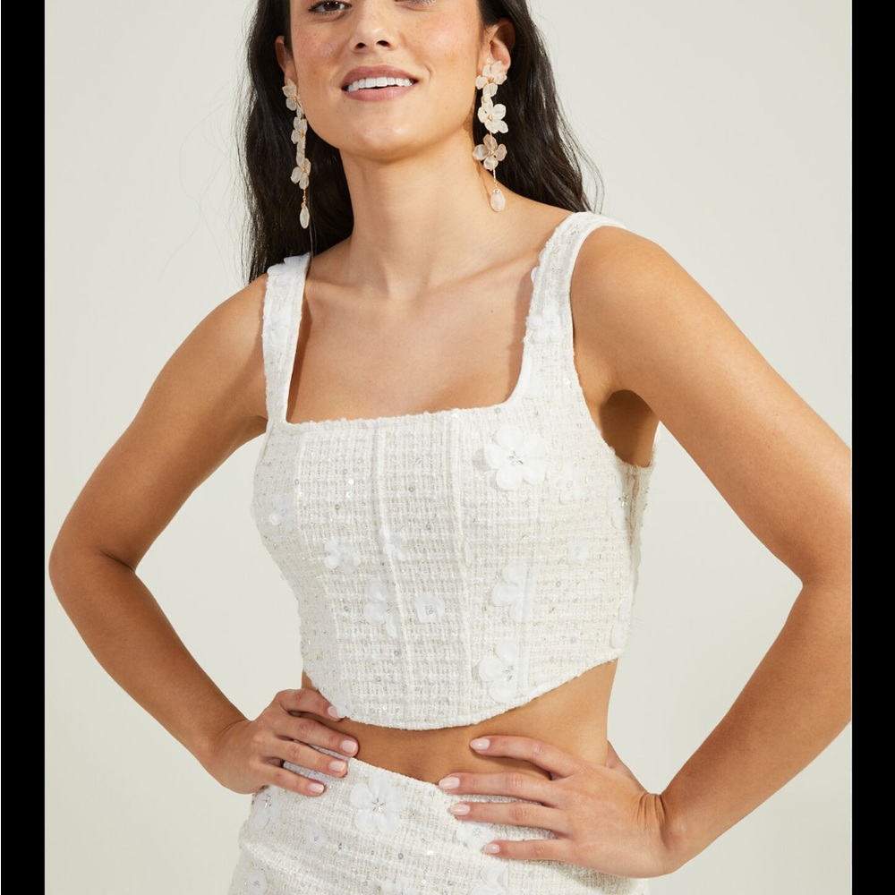 Altar d’state Textured 3D Floral Corset Crop Top size Small